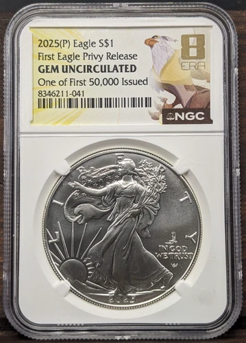 2025 Silver Eagle NGC GEM BU Eagle Privy 1 of 50,000