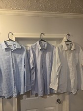 Men's 17.5 - 32/33 Van Heusen Long Sleeve Dress Shirt - LOT OF 3 Blue/White