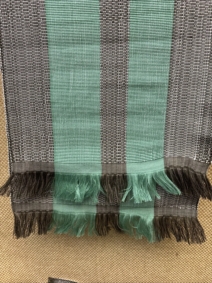 Set Of 12 Placemats & Matching Table runner Black Turquoise Striped Casual - Image 3 of 4