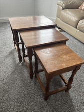 Vintage Solid Wooden set of 3 Nest of Tables