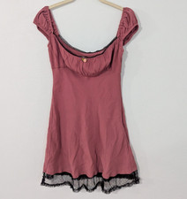 Urban Outfitters Kimchi Blue Ana Cap Sleeve Mesh Mini Dress Pink Black Small S