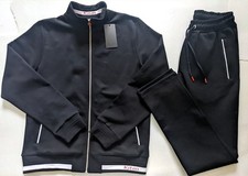 KITON MĘSKA CZARNA MIESZANKA BAWEŁNY PEŁNY ZAMEK KURTKA DRESOWA I SPODNIE ROZMIAR XL