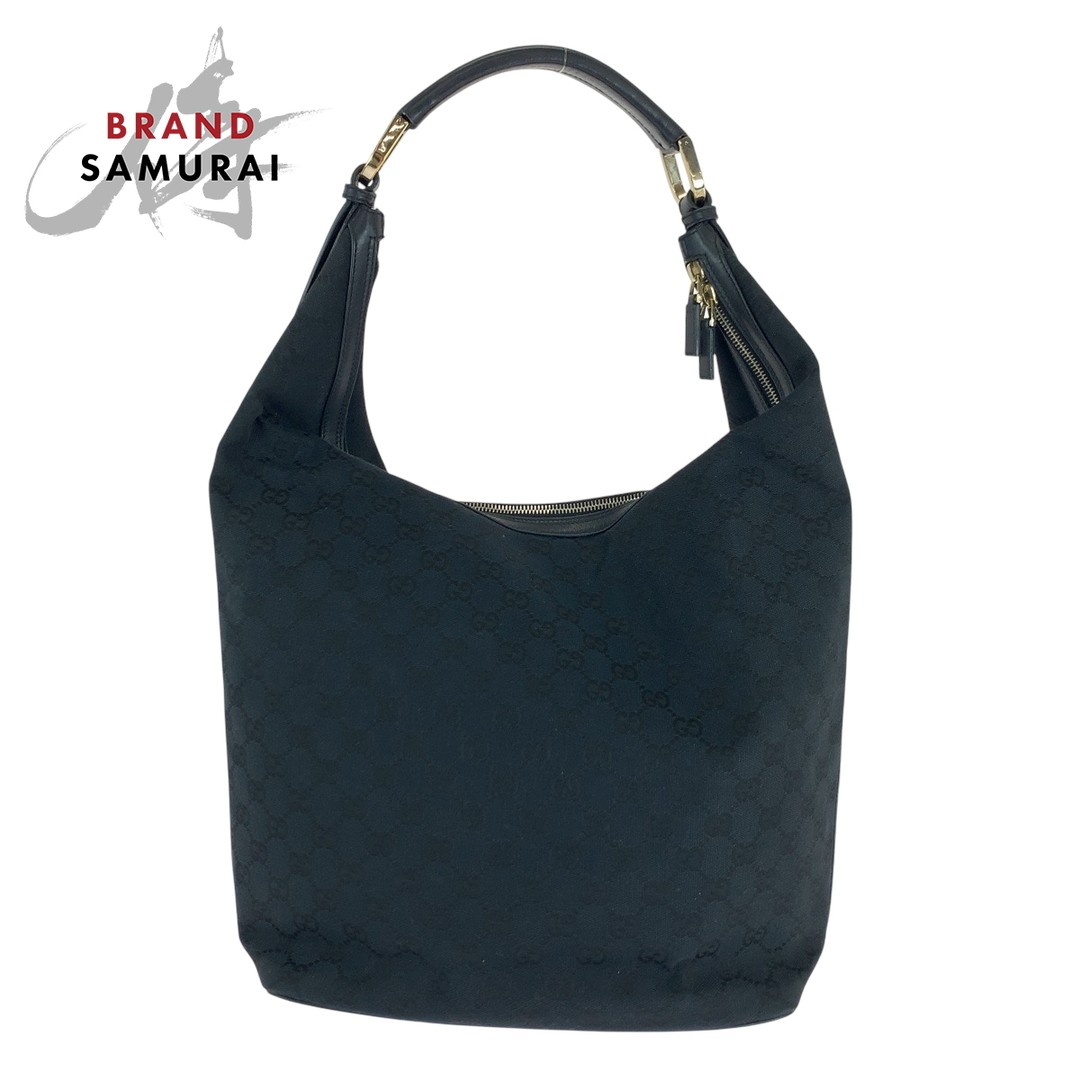 GUCCI GG Canvas Hobo Bag Black Gold Hardware Excellent Condition