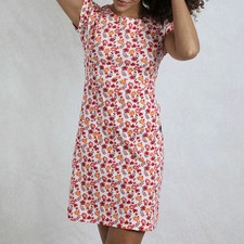 WEIRD FISH APRICOT TALLAHASSEE PRINTED COTTON JERSEY DRESS SIZE 12 (REF 297)