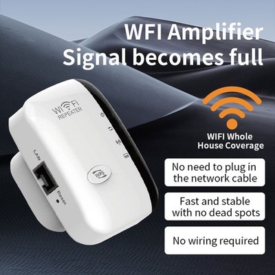 US Plug Wireless Internet Repeater WiFi Extender Booster 2.4GHz 300Mbps Speed