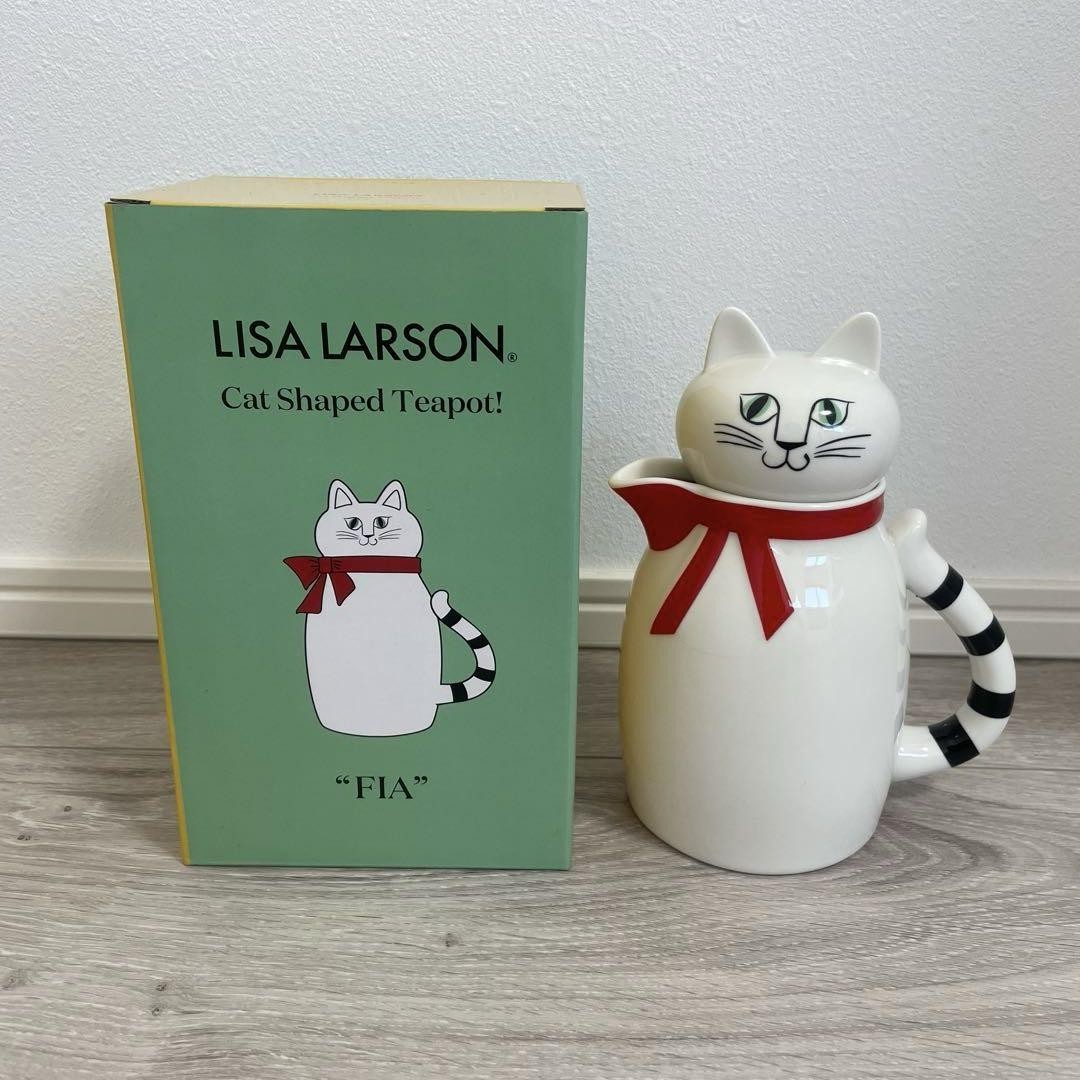 Lisa Larson FIA Cat Teapot Mint Green Yellow Ceramic Rare 