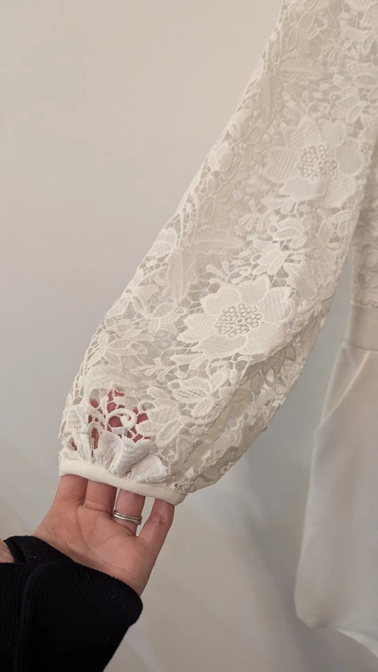 French Connection White Lace Long Sleeve Knee Length Dress Size 4 - image 4 of 4