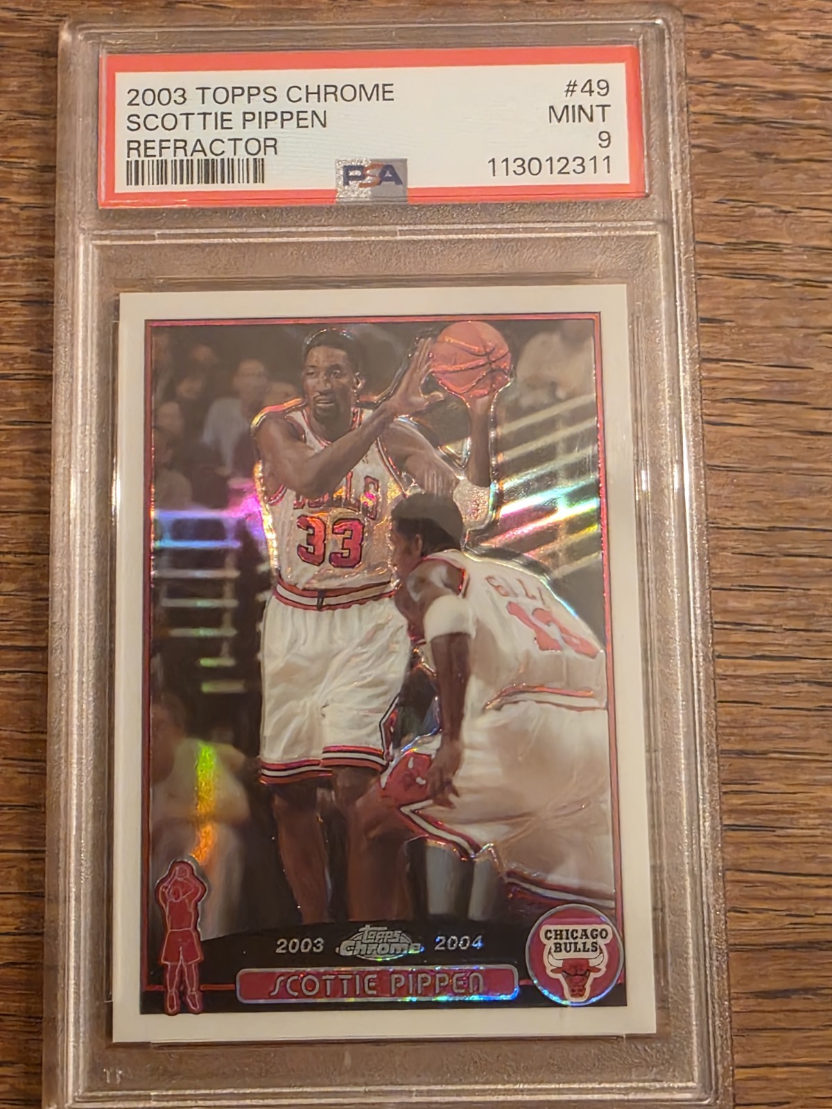 2003-04 TOPPS CHROME - SCOTTIE PIPPEN - REFRACTOR PSA 9 RARE #49 - CHICAGO BULLS