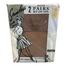 Vintage 2pr Exquisite Nylon Seamless Stockings Aloha 10 Runguard Top Toe