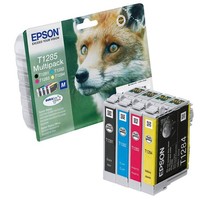 Epson T1285M (Fuchs) Schwarz, Cyan, Magenta, Gelb Druckerpatronen, 4Er-Set