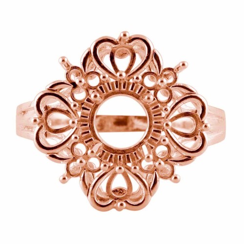 925 Sterling Silver 2mm Round Semi Mount Cluster Ring For Wedding Ring