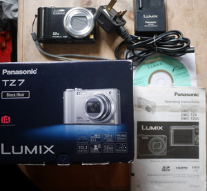 Panasonic Lumix DMC TZ7 12x optical Zoom 10.1mp-Black-original box & accessories
