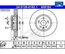 2 pieces brake disc ATE 24.0126-0182.1 for Opel Mokka/Mokka X