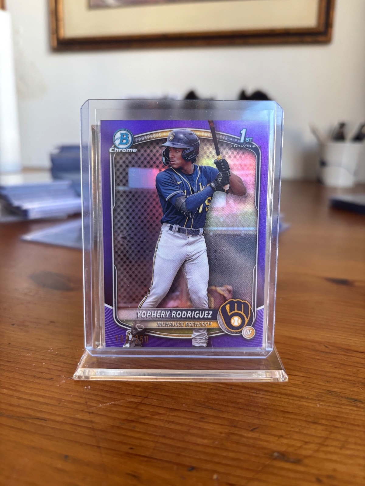 2025 Bowman Chrome - 1st Rookie Milwaukee Brewers Yophery Rodriguez Purple /250