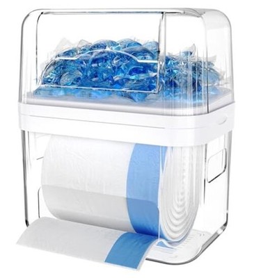 Trash Bag Dispenser & Dishwasher Pods Container, 3 in 1 Clear Acrylic Garbage