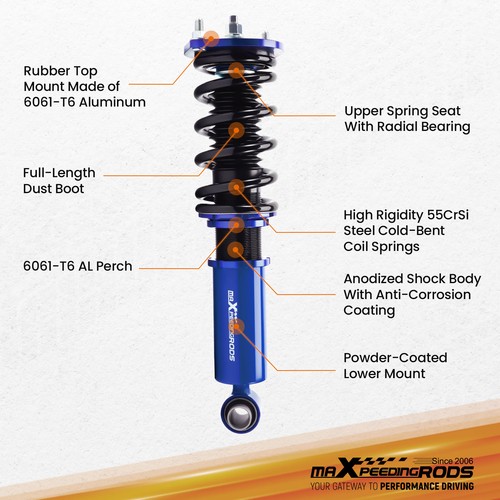 Adjustable height coilover shock Suspension struts for Nissan Z32 300ZX Absorber - Picture 7 of 20