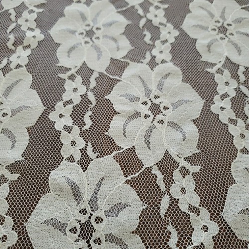 Vintage Elfenbein Spitze Tischdecke 66" Rund Blumen mit 4" Rüsche Cottagecore Braut - Bild 6 von 15