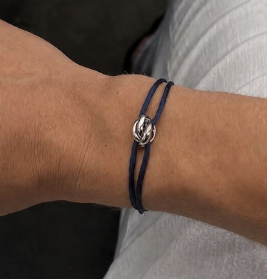Trinity Kordelarmband Navyblau mit Silber Ring-Element Rope Bracelet