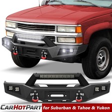Front Bumper For 1992-1999 Suburban K1500 Tahoe Yukon Wwinch Plateled Lights