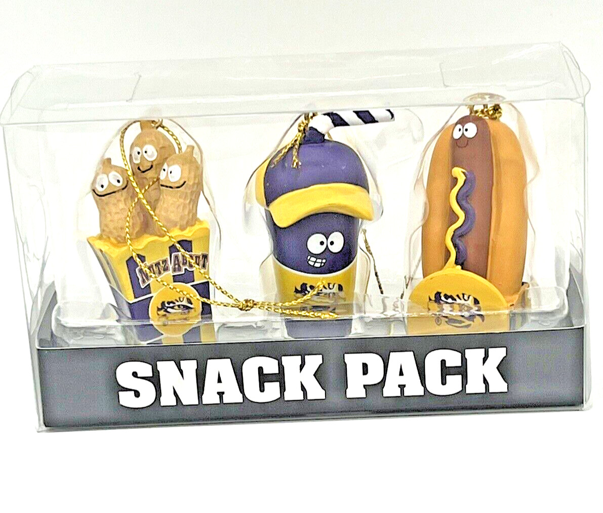 Lsu Tigers Snack Pack Ornament Set 3 Pack Team Sports Ncaa Peanuts Hot Dog Soda