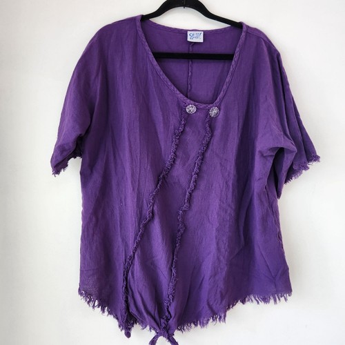 Oh My Gauze lila Bluse Top Shirt Lagenlook Bohemian 100% Baumwolle Damen L