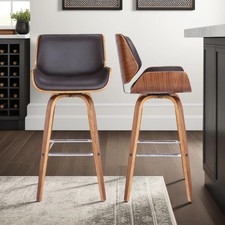 Tyler Mid-Century Swivel Bar Stool, Upholstered Counter Height Chair with...
