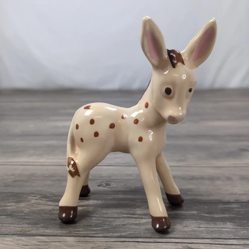 Vintage 40's Shawnee Pottery Donkey Figurine W/ Polka dots Burro Mule 6.5"