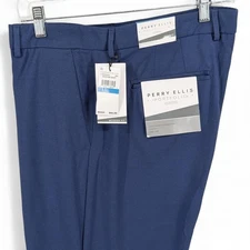 Perry Ellis Portfolio Men's Modern-Fit Birdseye Stretch Dress Pants Blue 34 x 34
