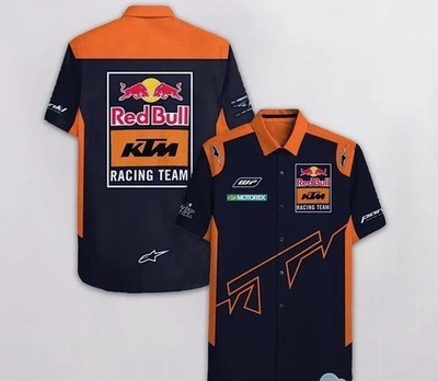 HOT Men Red Bull KTM Factory Racing Comfort Button Shirt All Size S-5XL