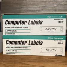 Avery 5000 White Computer Label 3.50" X .93" 4400, 2 boxes (1 is full, 1 is 75%)