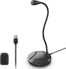 Plug  Play USB Computer Microphone, Flexible Gooseneck  Mute Button LED   De