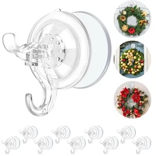 10 Pack Clear Suction Cup Wreath Hanger, Heavy Duty Shower Suction Cup Hooks ...