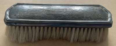 Vintage SILVER-PLATE Hammered Brush Monogramed ''R''