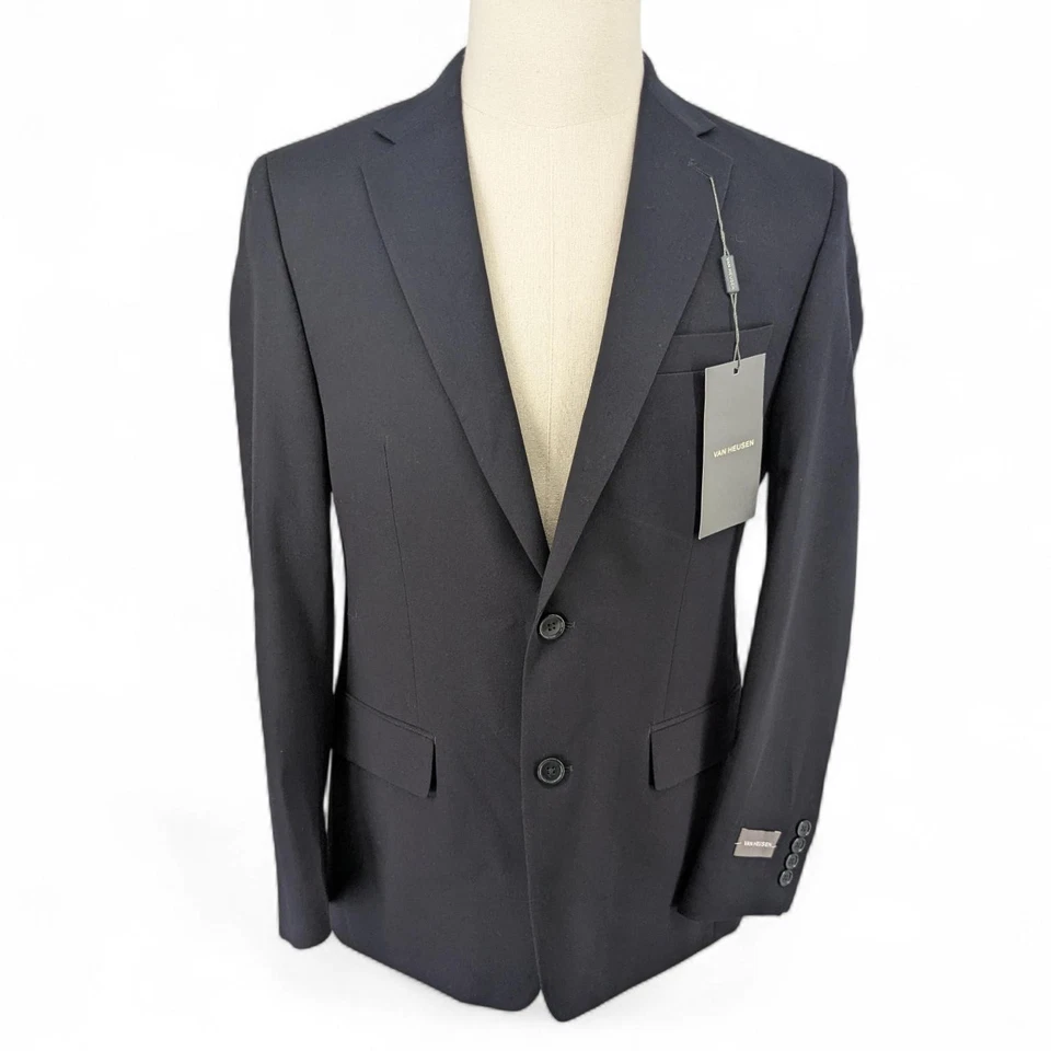 Van Heusen Men's Classic-Fit 2 Piece Stretch Suit Jacket 38 R Pants 31 x 32 Navy - Image 3 of 4