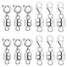 Qulltk Magnetic Necklace Clasps and Closures, Silver Plated 12Pcs
