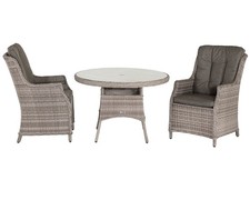 Rattan Direct Riviera 2 Grey Rattan Garden Chairs and Small Round Table RRP £649