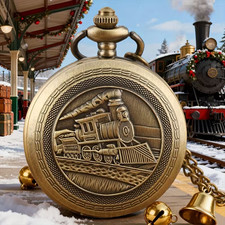1pc Unique Classic Fashioned Steampunk Train Design Quartz Pocket Watch Unique