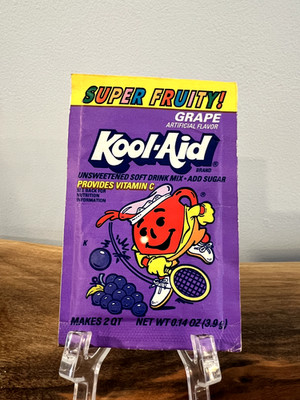 Vintage 90's Kool Aid SUPER FRUITY GRAPE Flavored Soft Drink Mix Unopened Packet