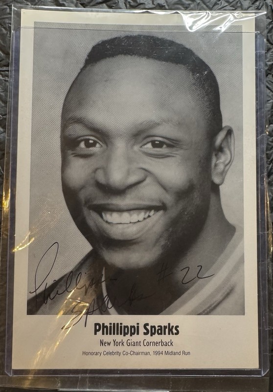 Phillippi Sparks NY Giants Signed Original Football 5x7 Photo 1994 Midland Run