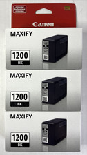 Lot of 3 Genuine Canon Maxify 1200 BK PGI-1200 Black Brand New OEM