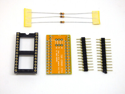 27XX to 2364 EPROM Adapter PCB, DIL socket and pins. Commodore 64 1541 VIC20 ROM