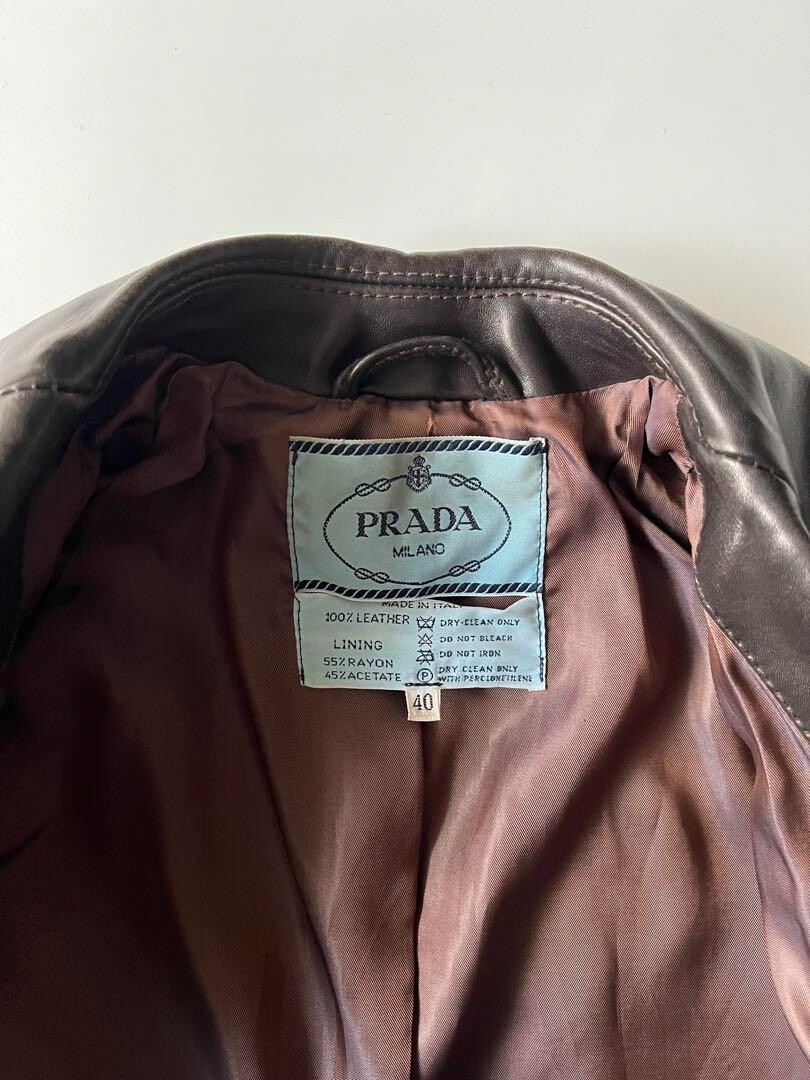 PRADA FW1994 Leather Jacket Size 40 Dark Brown Women's | eBay