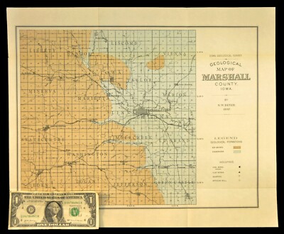 1897 MARSHALL COUNTY Iowa Map Marshalltown Iowa Central Railroad CGW RR ...