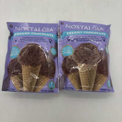 Lot of 2 Nostalgia Creamy Chocolate Ice Cream Mix 8 oz Make w/Any Maker