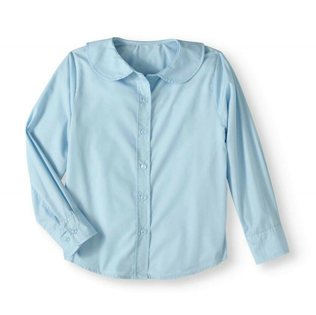 Genuine Girls School Uniform Peter Pan Collar Long Sleeve Light Blue Size 4 eBay