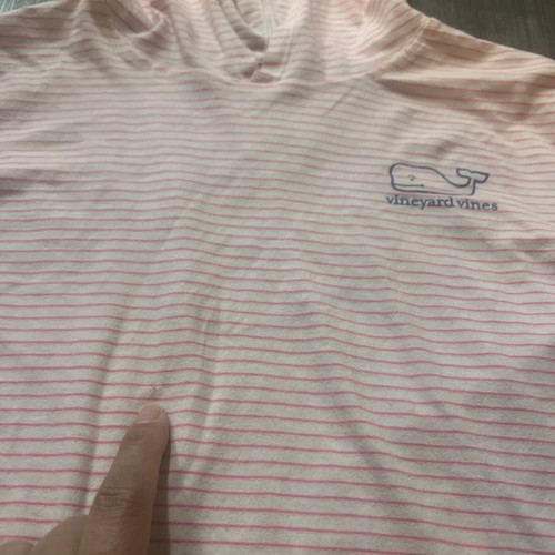 Vineyard Vines Girls Striped Hoodie Pink White Blue Whale Size Large Beach - Picture 3 of 7
