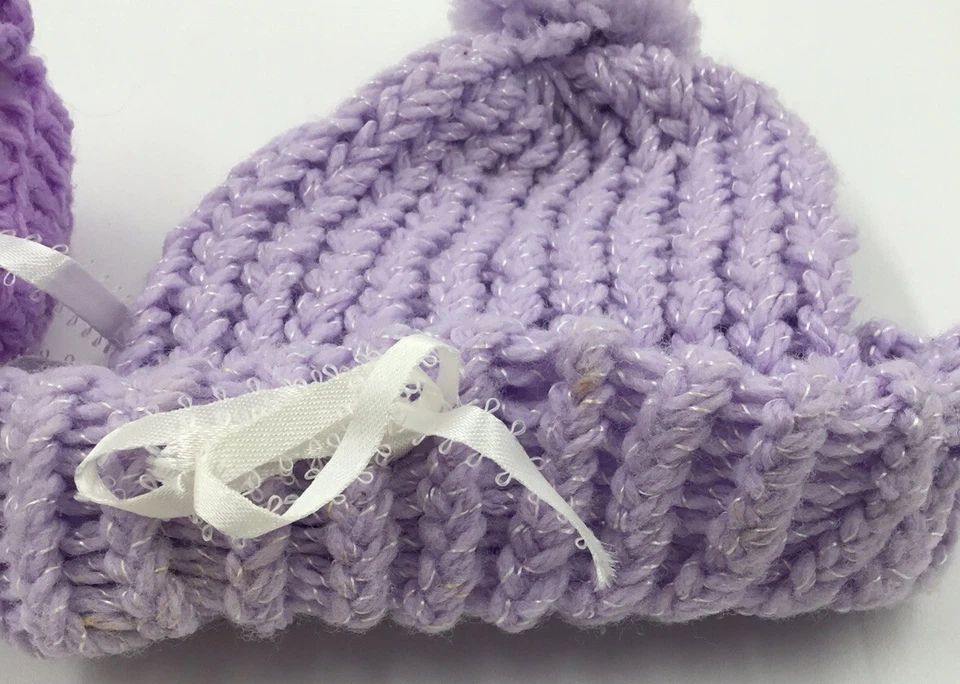Botines y sombrero vintage hechos a mano de ganchillo púrpura ver detalles Foto 2 de 2