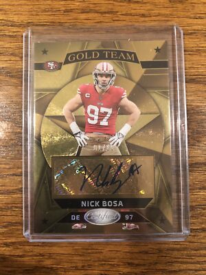 Nick Bosa Panini Gold Team Auto 01/10 DE 97 49ers 2023 Panini Certified