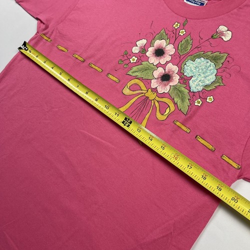 Camiseta Hanes Fifty Fifty Vintage Grande 42-44 Puntada Única Rosa Flores Rosa - Imagen 16 de 24