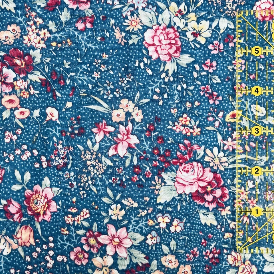 Blooming Flowers by Concord House #CP35817 Floral Fabric in Blue 100% Cotton - Image 3 of 4